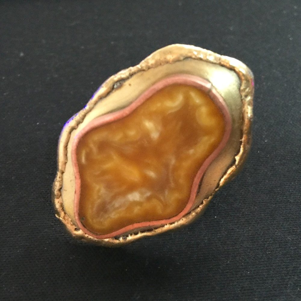 Brass Copper Primitive Abstract Adjustable Ring - image 1